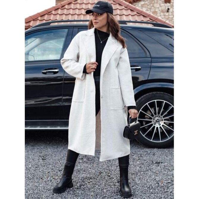 Dámský oversize kabát AVELINNI dlouhý herringbone béžový Béžová, Univerzální
