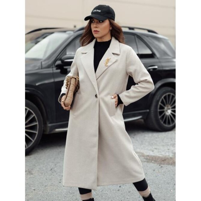 Dámský oversize kabát MANTOVA dlouhý světle béžový Béžová, Univerzální