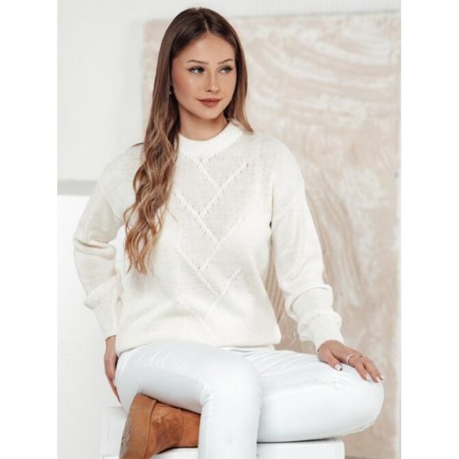 Dámský oversize svetr FEMWEAVE ecru Bílá, Univerzální