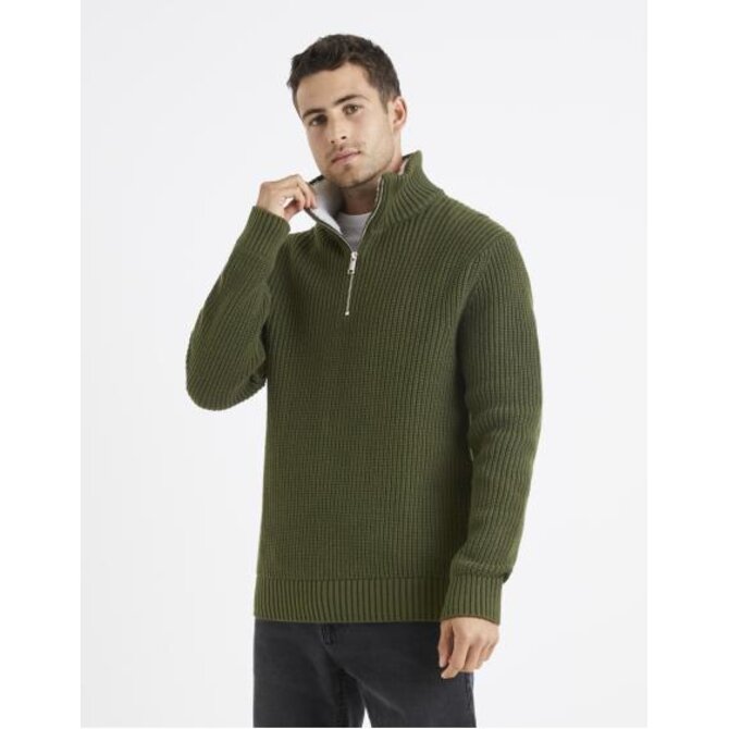 Svetr Veviking s límcem na zip Khaki, S