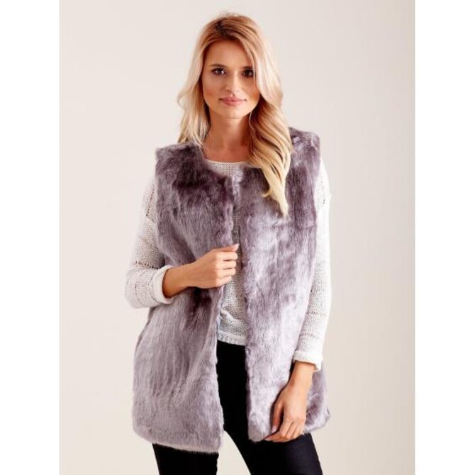 Dámská vesta chlupatá MONA šedá Šedá, L/XL