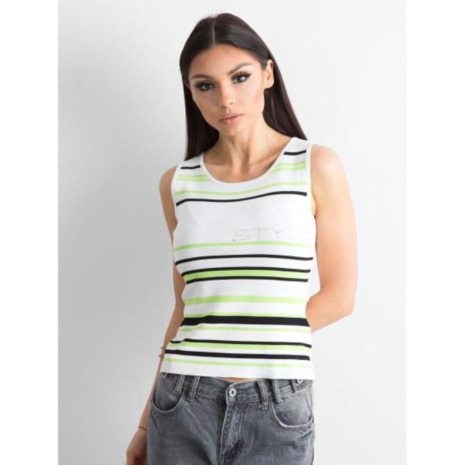 Dámský top pruhovaný LINES bílý a zelený Vícebarevný, one size S/M
