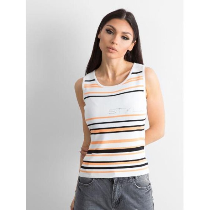 Dámský top pruhovaný LUMINA bílý a oranžový Oranžová, one size S/M