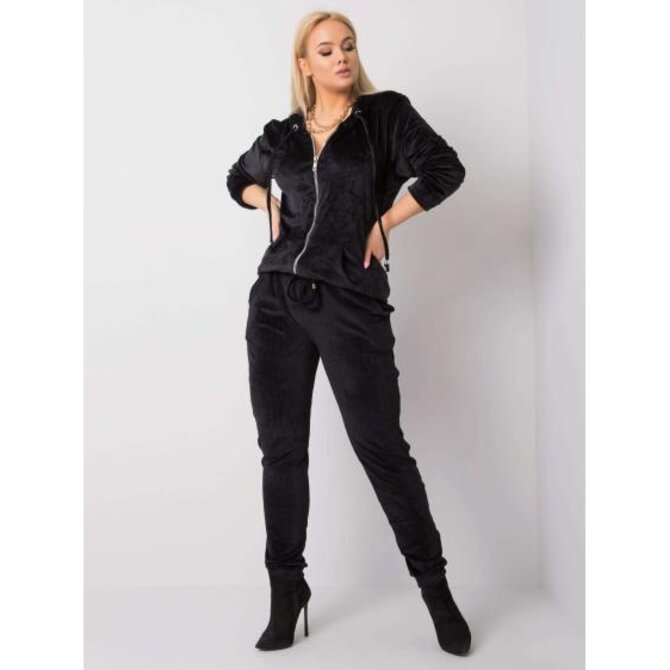 Dámský set velurový plus size MICHELL černý Černá, 4XL