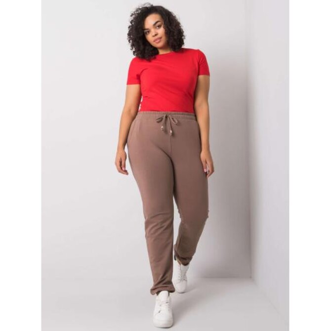 Dámské tepláky plus size BEATRIZ tmavě béžové Vícebarevný, 2XL