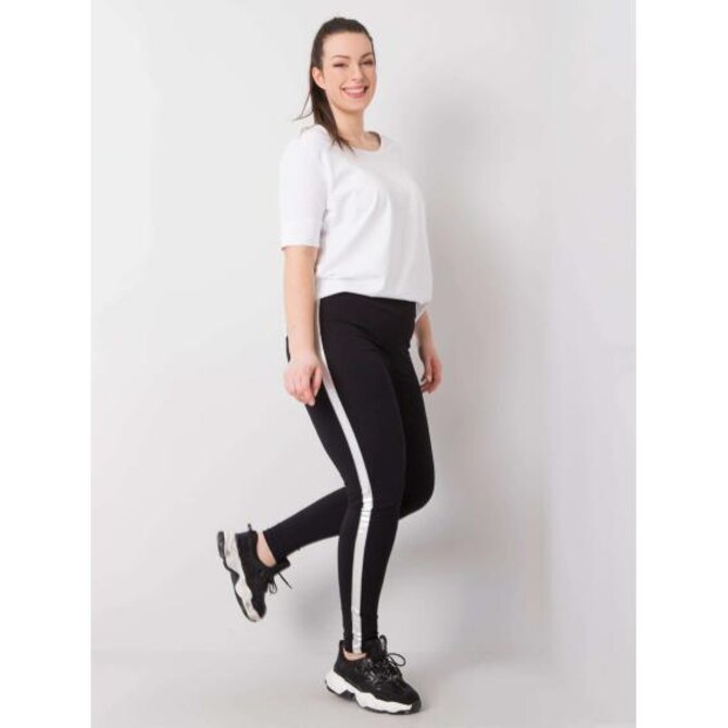 Dámské legíny s pruhy plus size CHARLOTTA černostříbrné Vícebarevný, 3XL