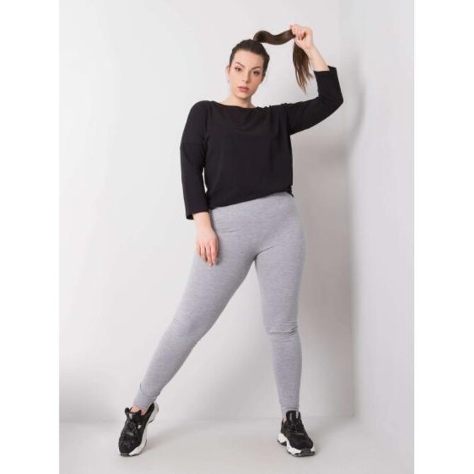 Dámské legíny melanžové plus size bavlněné PHOEBE šedé Šedá, 2XL