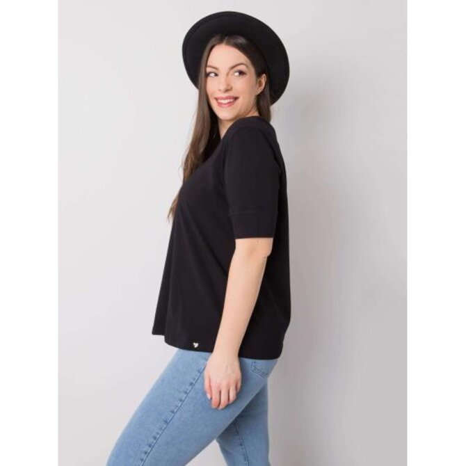 Dámské tričko bavlněné plus size MISSY černé Černá, XL