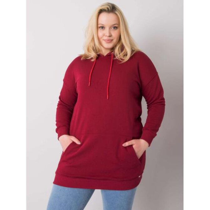 Dámská mikina s kapucí plus size LUNA bordó