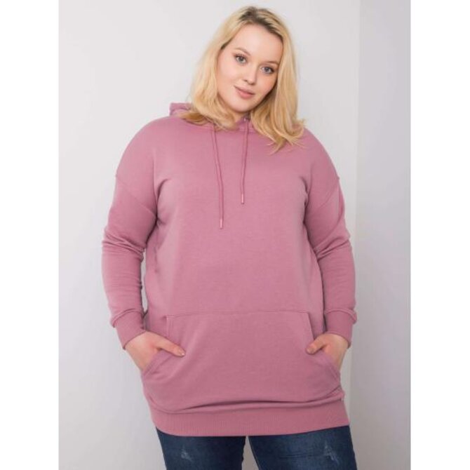 Dámská mikina s kapucí plus size LUNA růžová Růžová, XL