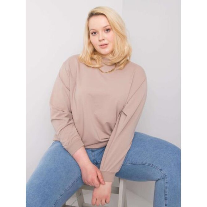 Dámská mikina s kapucí plus size HARMONY tmavě béžová Vícebarevný, 2XL