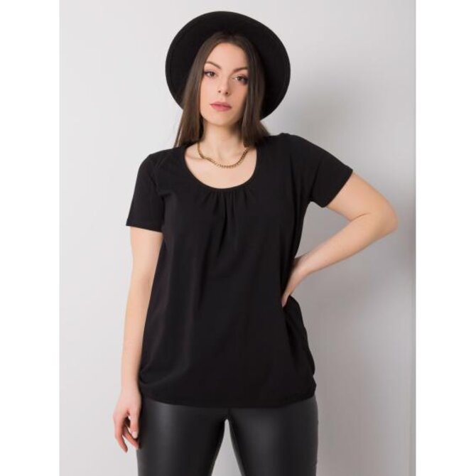 Dámská halenka s kulatým výstřihem plus size CELESTE černá Černá, 3XL