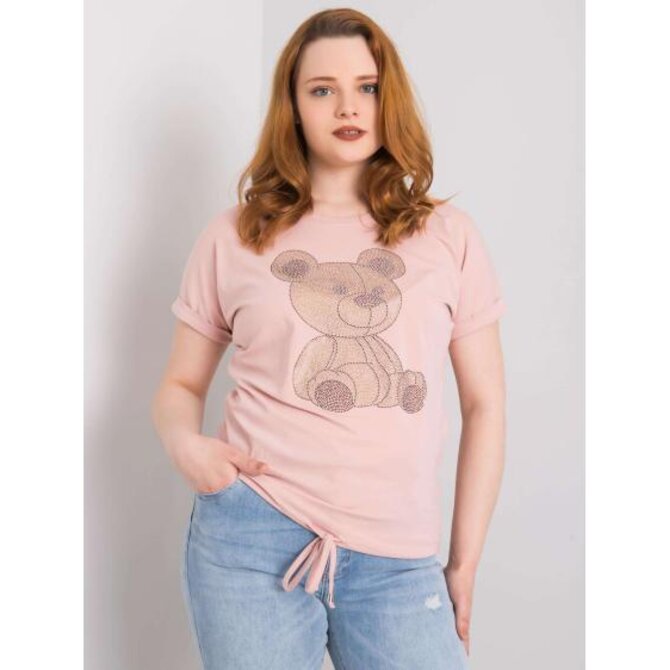 Dámská halenka plus size s kamínky LUCE špinavě růžová Růžová, Univerzální