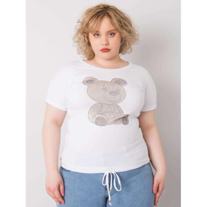 Dámská halenka plus size s kamínky LUCE bílá Bílá, Univerzální