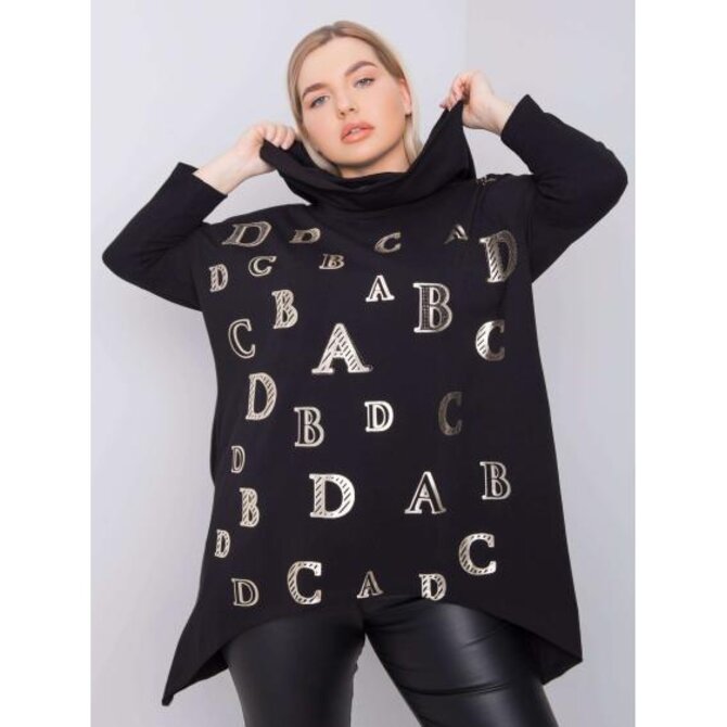Dámská halenka s kapucí plus size  AINA černá Černá, Univerzální