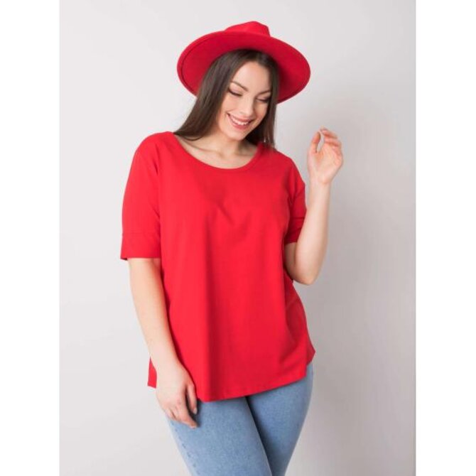 Dámské tričko bavlněné plus size MISSY červené Červená, XL