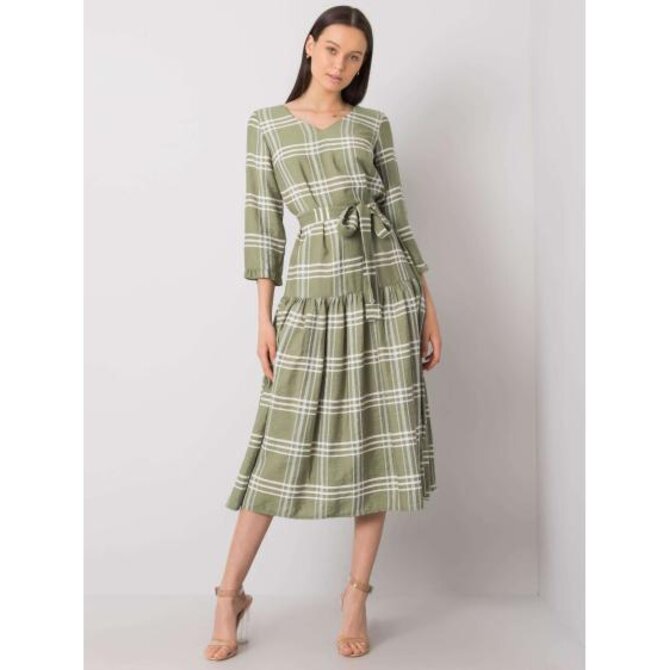 Dámské šaty kostkované GIANA zelené Khaki, 36