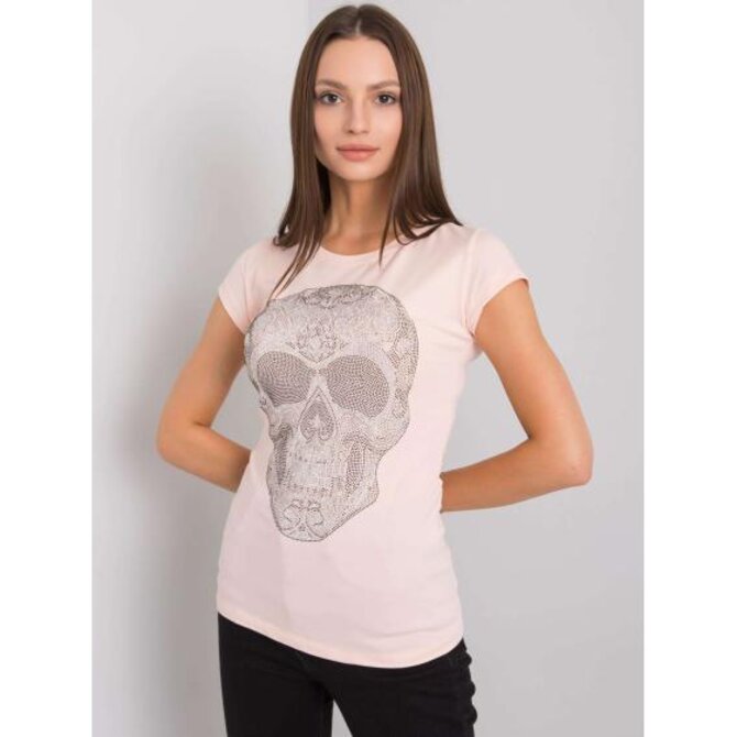 Dámské tričko SKULL světle růžové Růžová, S