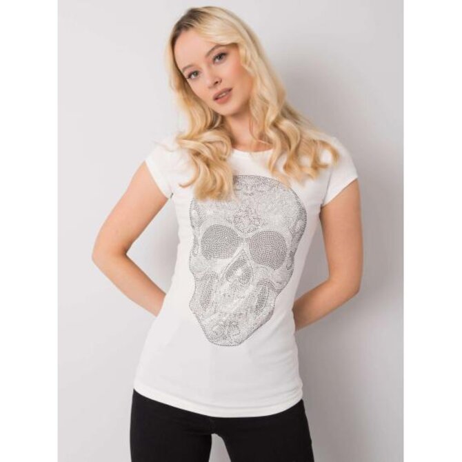 Dámské tričko SKULL ecru Ecru, S
