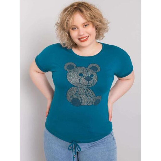 Dámská halenka s kamínky plus size LUCE modrá Mořská, Univerzální