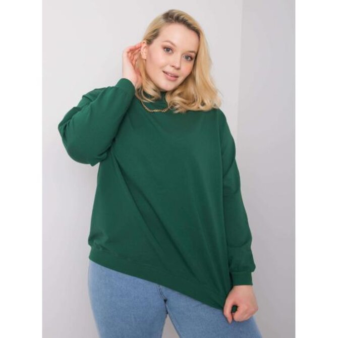 Dámská mikina z bavlny plus size HARMONY tmavě zelená Tmavě zelená, 2XL