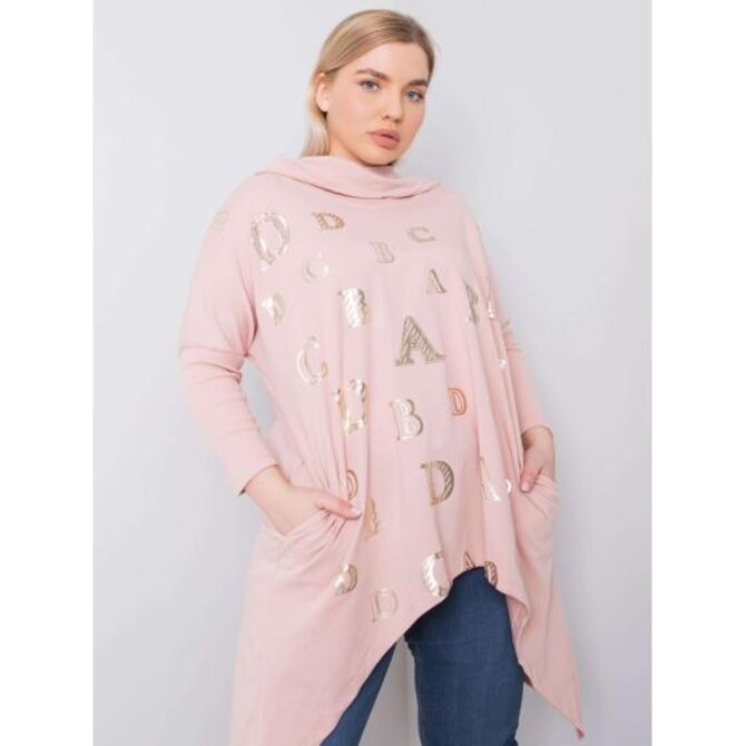 Dámská halenka plus size s kapucí AINA růžová Růžová, Univerzální
