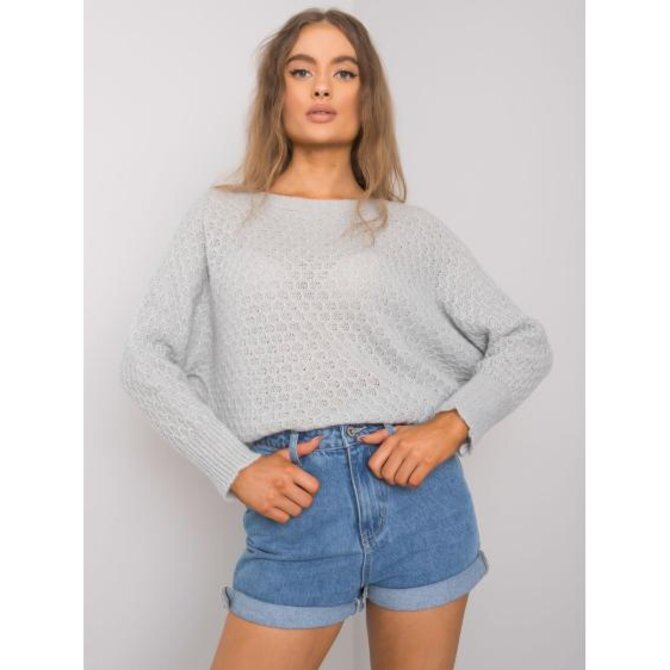 Dámský svetr oversize Layana OCH BELLA šedý Šedá, Univerzální