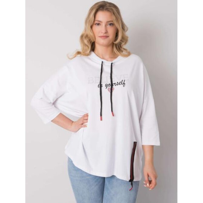 Dámská halenka plus size s kamínky PHILOMENA bílá Bílá, Univerzální
