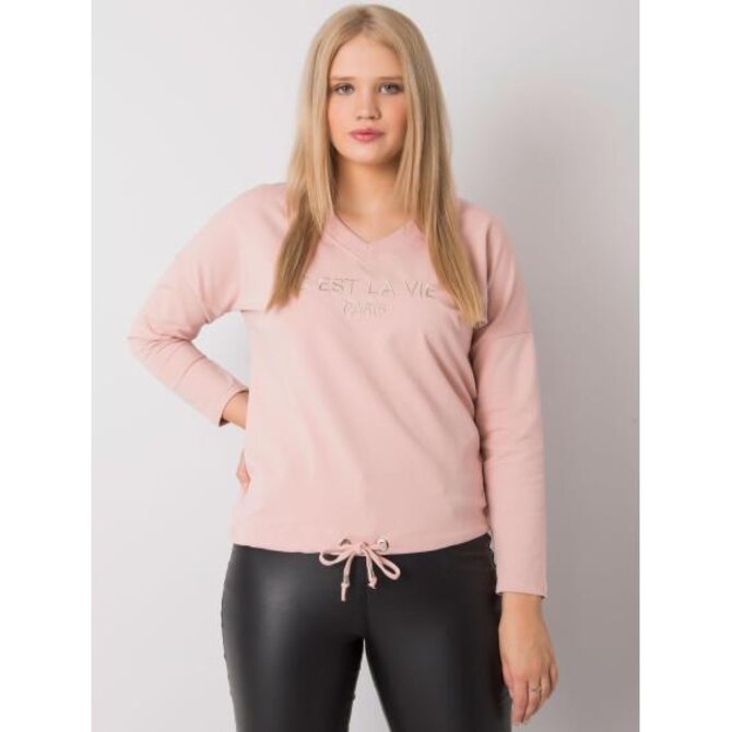 Dámská halenka s nápisem plus size SHERYLIN špinavě růžová Růžová, Univerzální