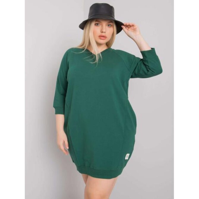 Dámské šaty Karissa bavlněné plus size tmavě zelené Tmavě zelená, Univerzální