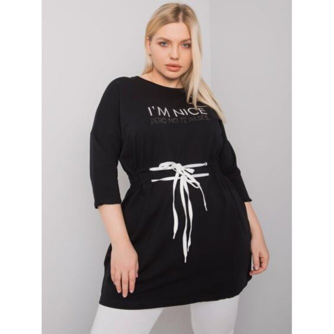 Dámská tunika s vázáním plus size TULSA černá Černá, Univerzální