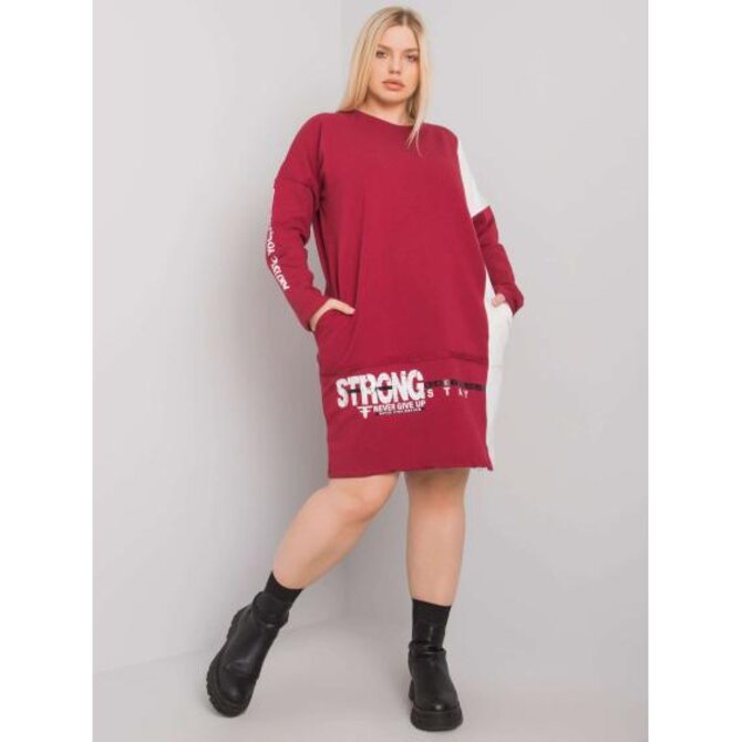 Dámská tunika plus size bavlněná ELEASHA bordó Kaštanová, Univerzální