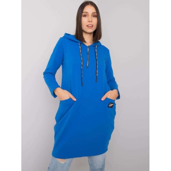 Dámská tunika s kapucí bavlněná plus size KIERRA tmavě modrá Námořnická modrá, Univerzální