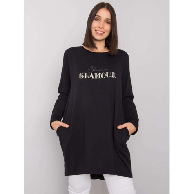 Dámská tunika s kapsami plus size ALEXIAH černá Černá, Univerzální