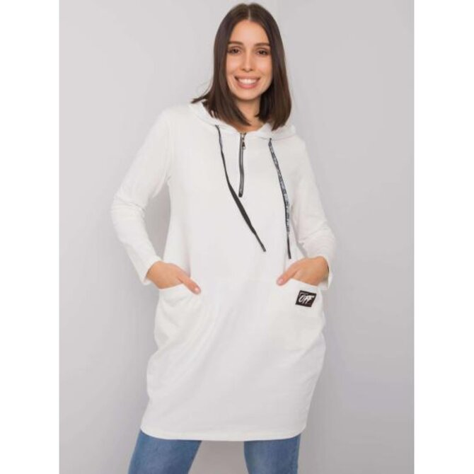 Dámská tunika s kapucí bavlněná plus size KIERRA ecru Ecru, Univerzální
