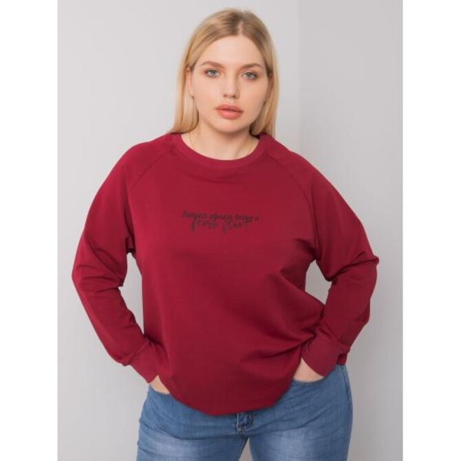 Dámská mikina plus size s nápisem MARLOW bordó Kaštanová, Univerzální
