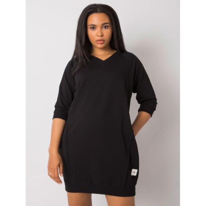 Dámské šaty bavlněné plus size KARISSA černé Černá, Univerzální