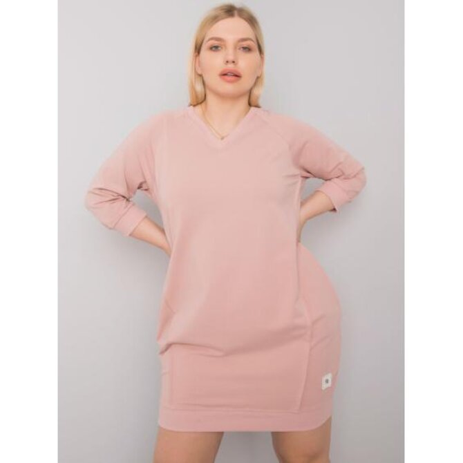 Dámské šaty bavlněné plus size KARISSA růžové Růžová, Univerzální