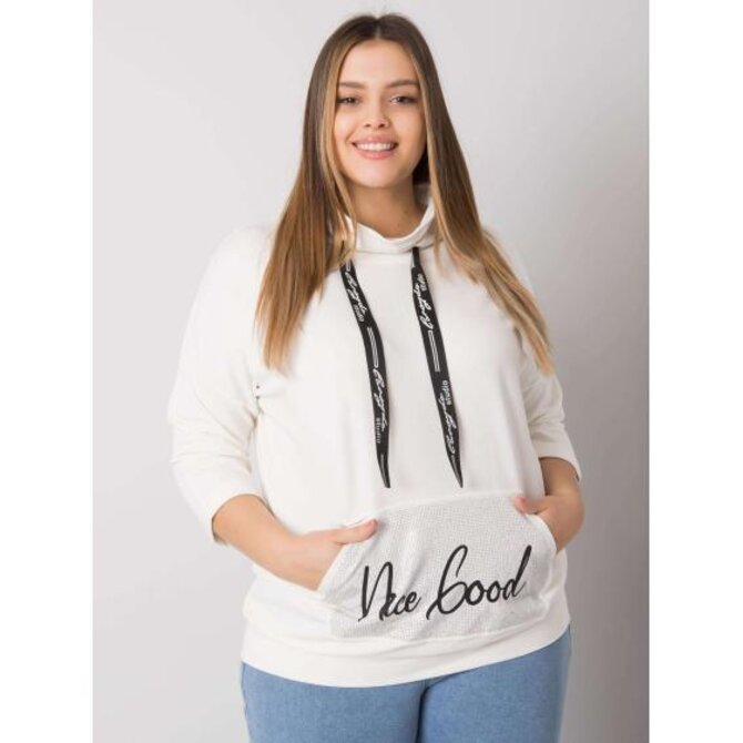 Dámská halenka s kamínky plus size CRYSTAL ecru Ecru, Univerzální