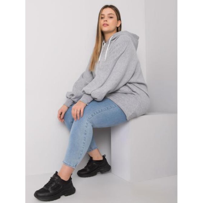 Dámská mikina melanžová plus size ELLA šedá Šedá, Univerzální