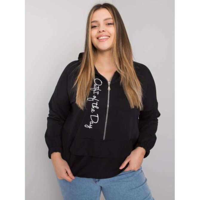 Dámská mikina hladká plus size ELISA černá Černá, Univerzální