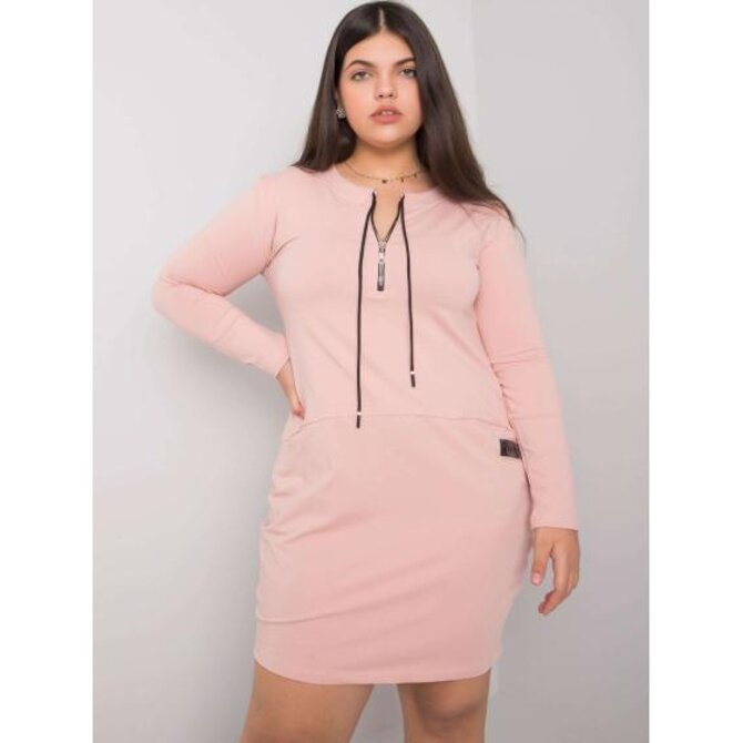 Dámské šaty s kapsami plus size ALESSIA růžové Růžová, Univerzální