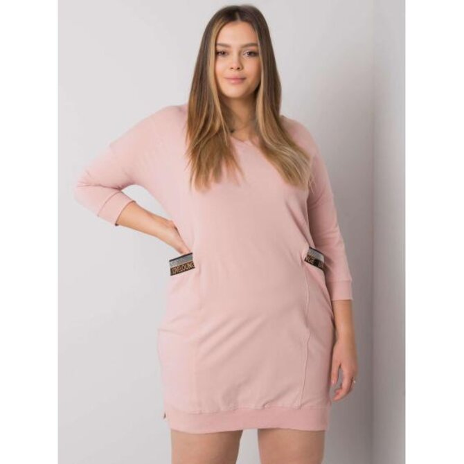 Dámské šaty s kapsami plus size SUSAN růžové Růžová, Univerzální