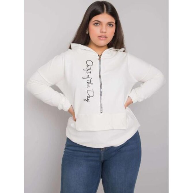 Dámská mikina na zip plus size KAYLEE ecru Ecru, Univerzální