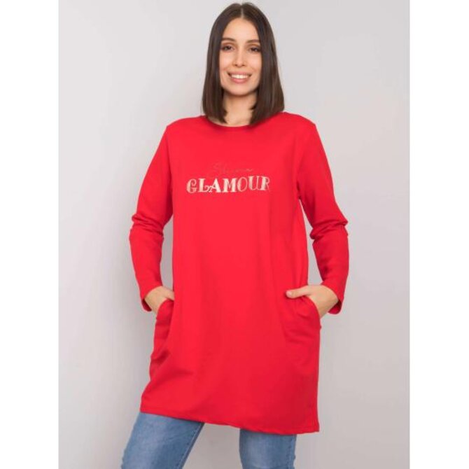 Dámská tunika s kapsami plus size ALEXIAH červená Červená, Univerzální