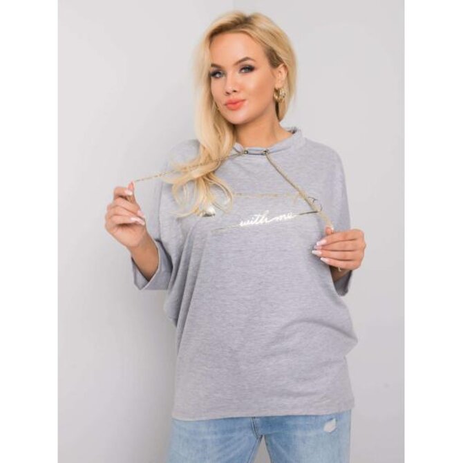 Dámská halenka s potiskem melanžová plus size ARAH šedá Šedá, Univerzální