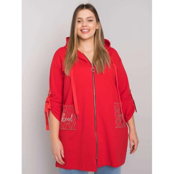 Dámská mikina na zip plus size ZURICH červená Červená, Univerzální