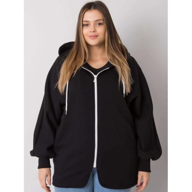 Dámská mikina s kapucí plus size ELLA černá Černá, Univerzální