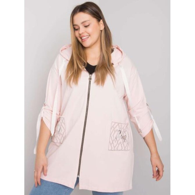 Dámská mikina na zip plus size ZURICH světle růžová Růžová, Univerzální
