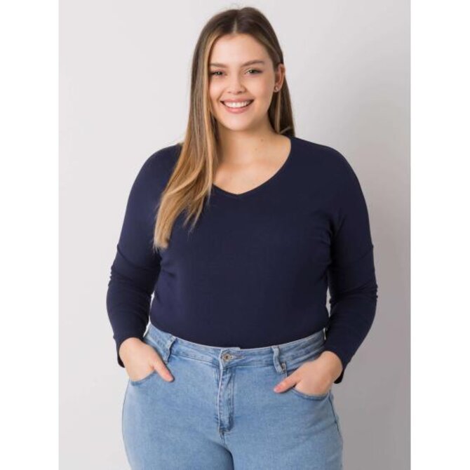 Dámská halenka hladká plus size ELISA námořnicky modrá Námořnická modrá, Univerzální